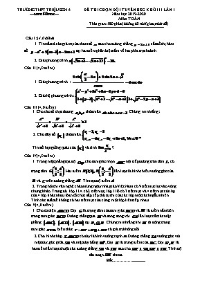 Đề thi chọn đội tuyển học sinh giỏi môn Toán Lớp 11 - Năm học 2019-2020 - Trường THPT Triệu Sơn 5 (Có đáp án)